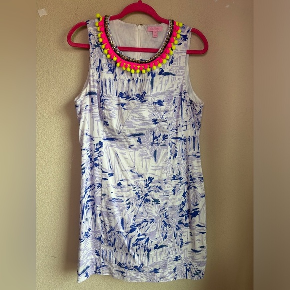 Lilly Pulitzer Mila Pom Pom Trim Shift Dress in Lilac Verben Rock The Dock 14 - Picture 5 of 10